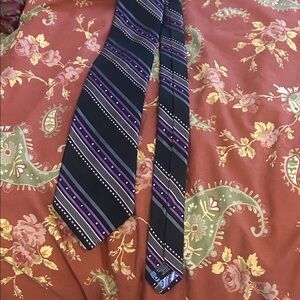 Ted Baker London Silk Black and Purple Striped Tie